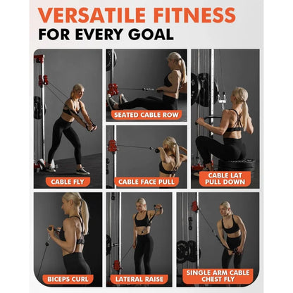 Wall Mount Cable Station, Crossover Machine with Dual Pulley System Positions for Home Gym Fitness Equipment