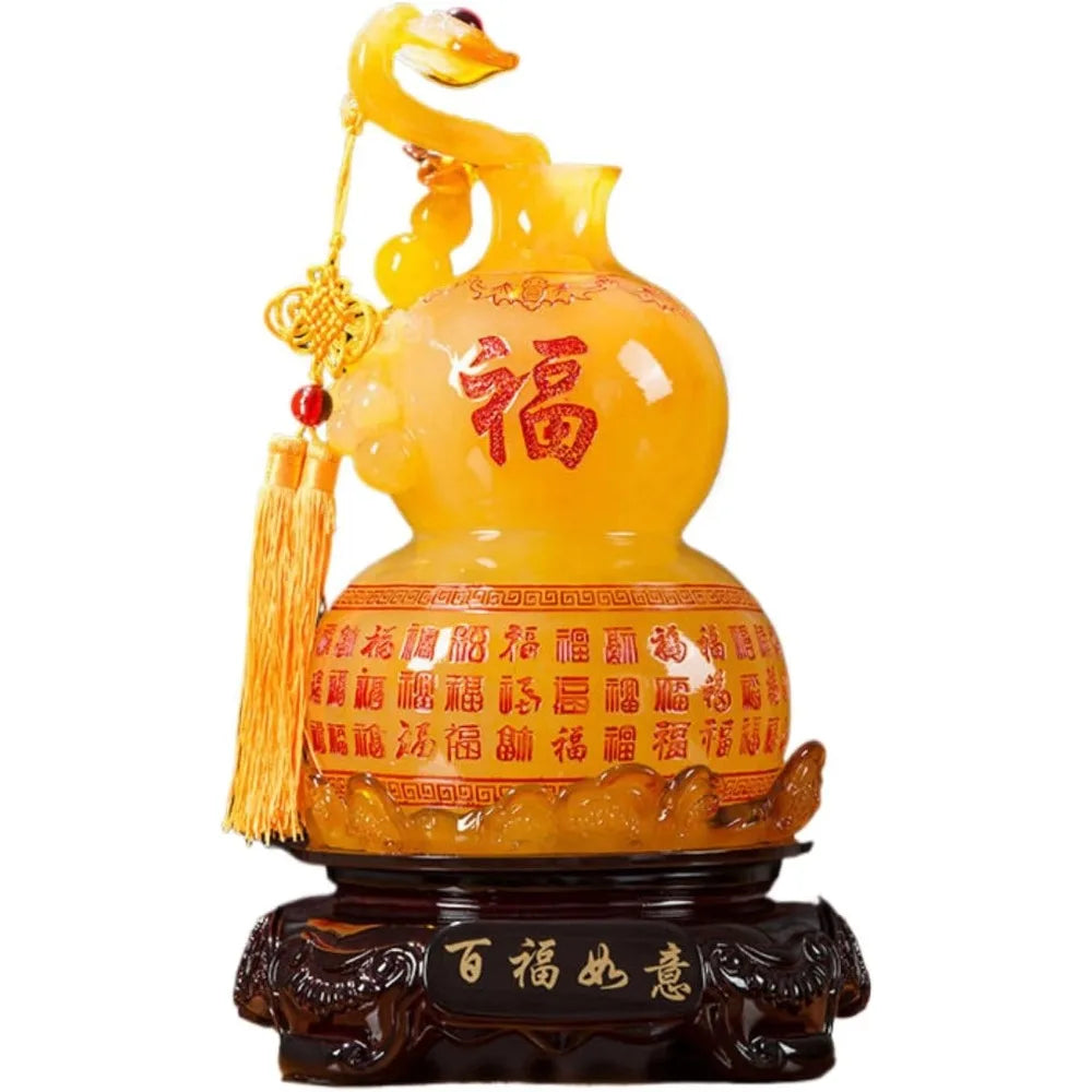 Lucky Wooden Glazed Brass Gourd Decor for Home, Office, and Celebration Gifts