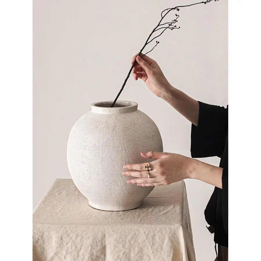 Ceramic Rustic Vase, 10.8 Inch Farmhouse Minimalist Tall Flower Vase for Table, Living Room, Home Decor, Bathroom, Holiday, Wed