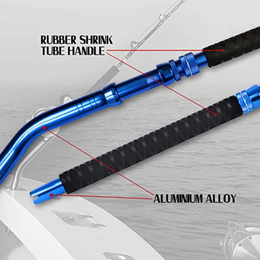 2Piece Saltwater Offshore Heavy Bent Straight Butt Trolling Rod Fishing Roller Rod Conventional Boat Deep Sea Fishing P