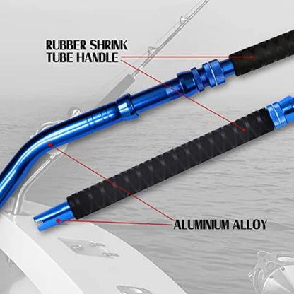 2Piece Saltwater Offshore Heavy Bent Straight Butt Trolling Rod Fishing Roller Rod Conventional Boat Deep Sea Fishing P