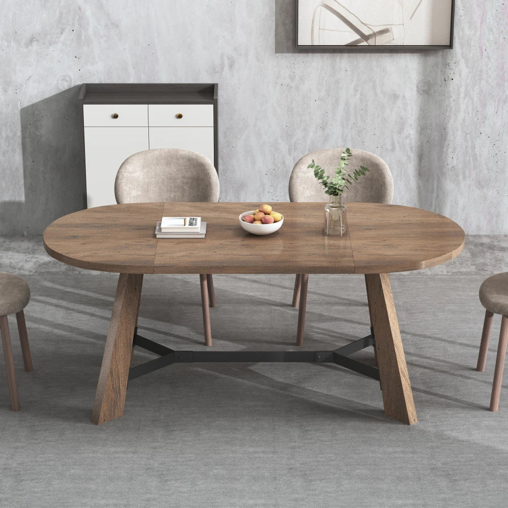 Oval Dining Table Set for 6-8 People, Modern Kitchen Table with Matching Chairs, 1.37 Inch Thick Tabletop & Sturdy Metal Legs, Dining Room Home Office Dinette Set