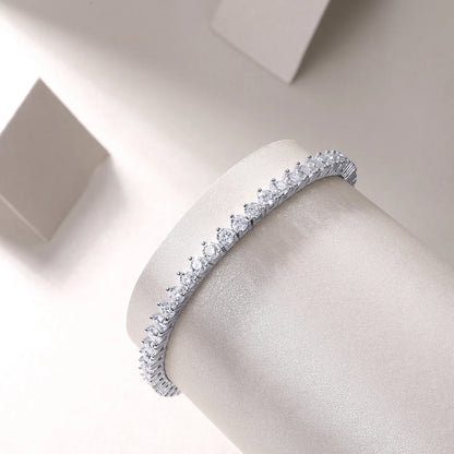 JIUZUAN Moissanite Tennis Bracelet 925 Sterling Silver 18K Gold Plated Tapered Round Design Gift for Women with GRA Certificate