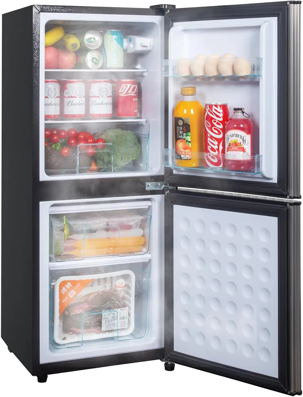 4.2 Cu Ft Mini Fridge for Bedroom, 2 Door Small Fridge, 7 Level Thermostat, LED Light, Small Refrigerator for Bedroom, Office