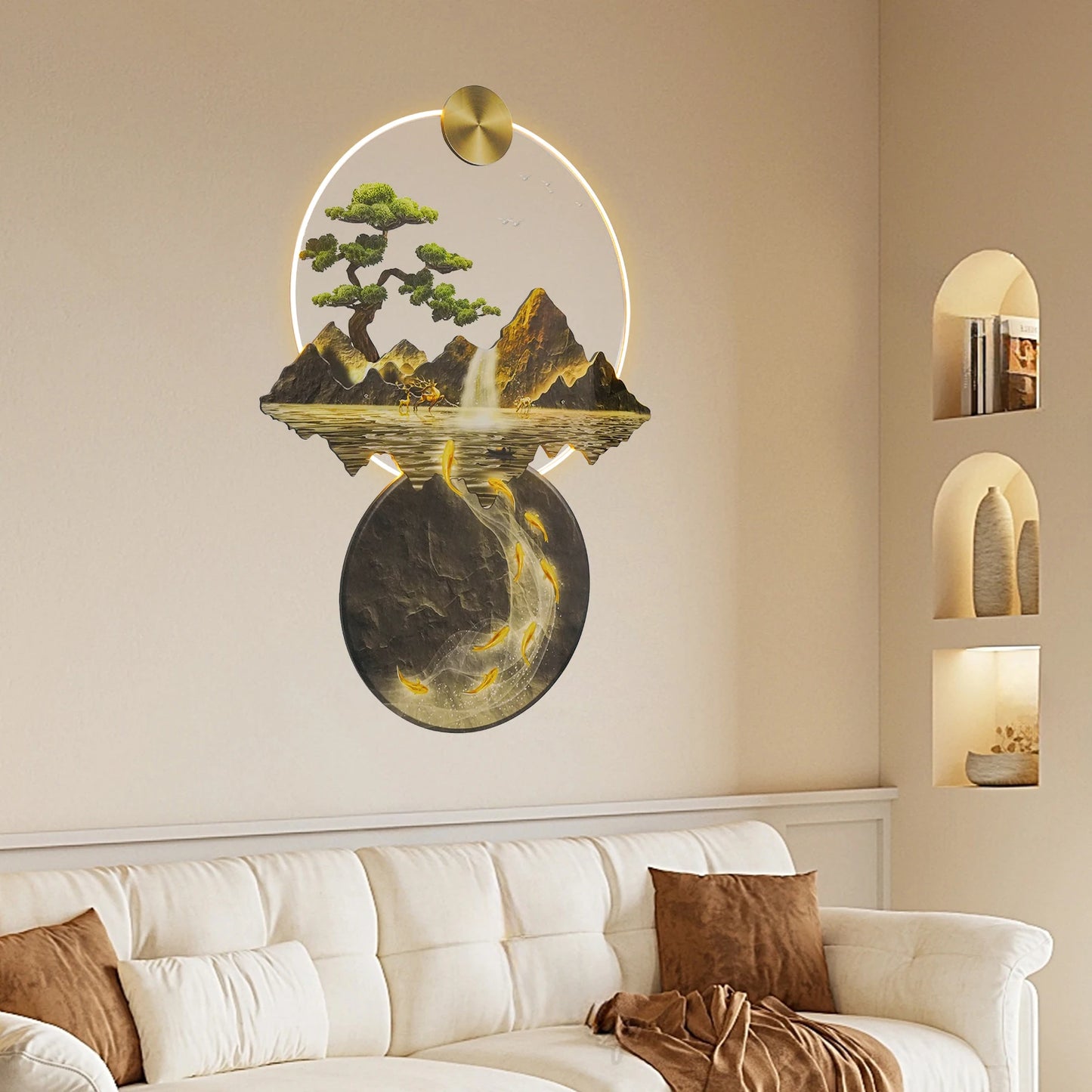 Wall Hanging Sculpture 3D Wall Painting with Light LED Light Decor Wall Art for Living Rooms Offices Kitchens Bedrooms Bathrooms