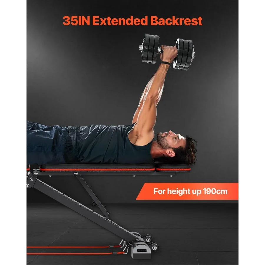 Weight Bench, 800lbs/660lbs Adjustable Weight Bench Press for Full Body Workout, Exercise Sit-up Bench for Home Gym Strength Tr