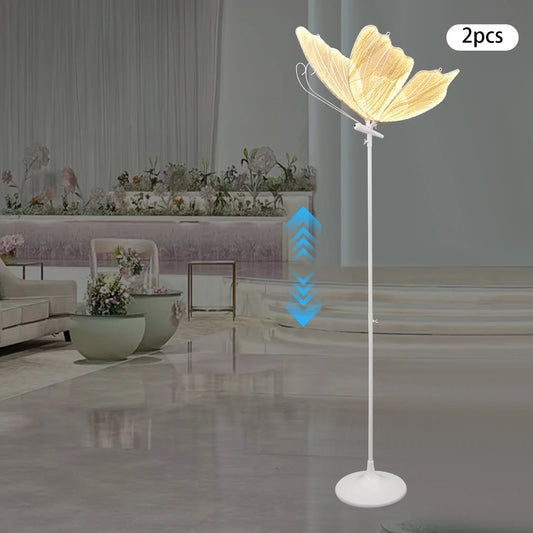 2PCS Wedding LED Butterfly Light, Floor MountCreative Butterflies Decoration Lights, 48W Warm Color Romantic Road Pilot Lamps