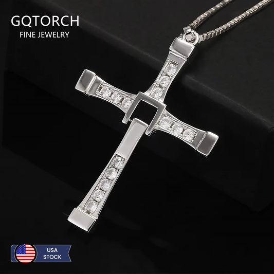 925 Sterling Silver Cross Pendant Necklace for Men Fast and Furious Dominic Toretto Movie Jewelry Hiphop Male Gift