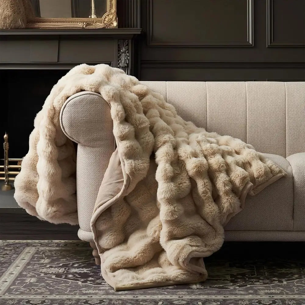 EverGrace Ultra Sot Luxury luy aux Rabbit ur Throw Blanket, Thick Warm Bubble Throw or Bed, Cozy Plush Reversible Blankets or Co