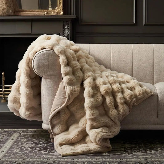 EverGrace Ultra Sot Luxury luy aux Rabbit ur Throw Blanket, Thick Warm Bubble Throw or Bed, Cozy Plush Reversible Blankets or Co