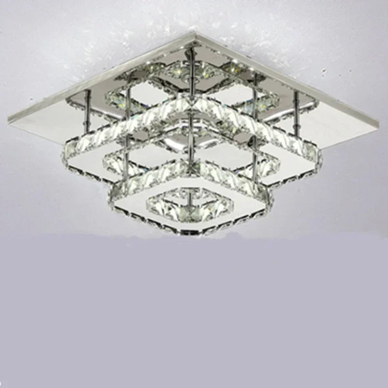 LED Lustre Chrome Crystal Ceiling Chandelier Creative Circular Restaurant Dining Room Bedroom Pendant Light Modern Home Decor