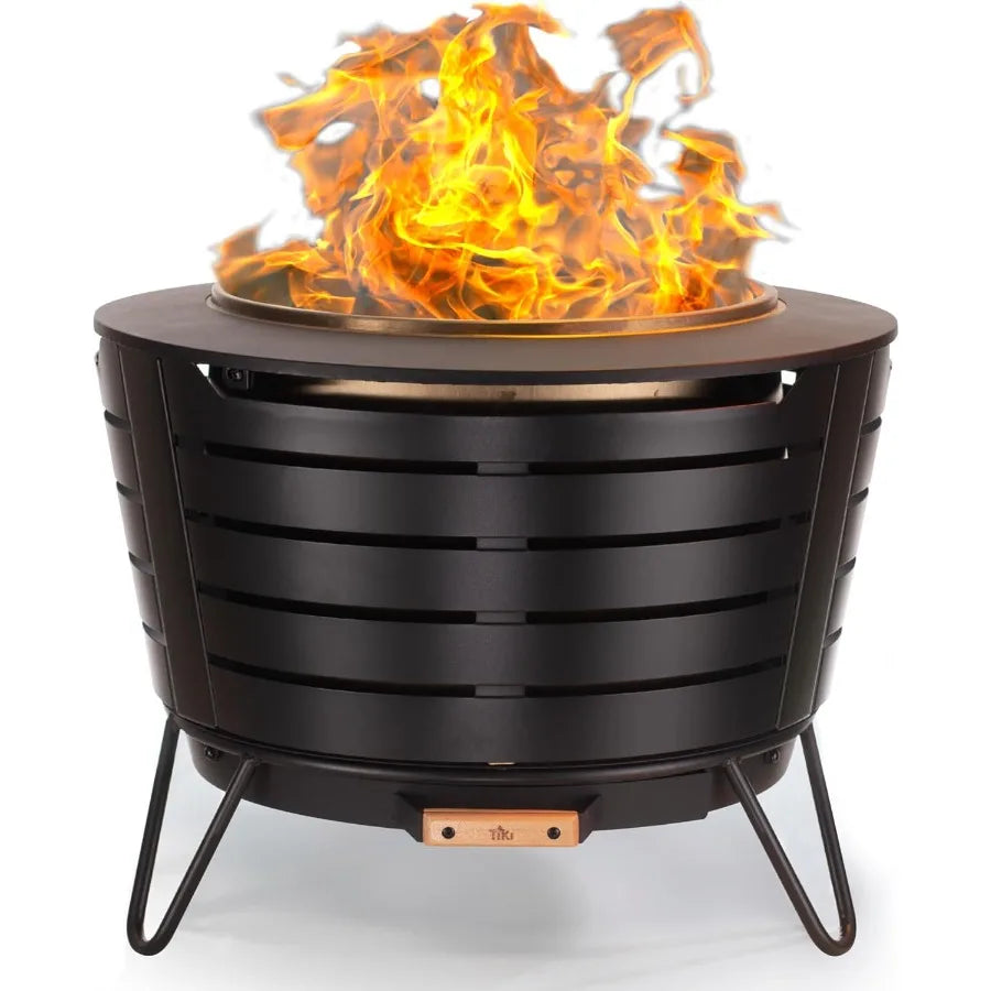 25Inch Smokeless Patio Fire Pit Wood Burning with Removable Ash Pan WeatherResistant Cover Modern Black Design Ideal Outdoor Sm