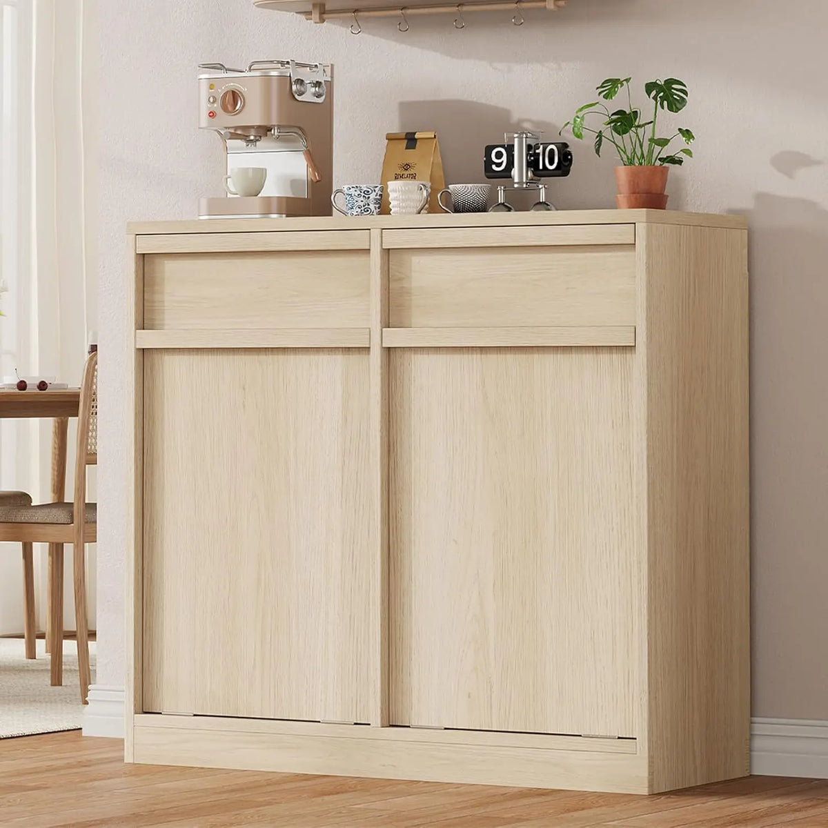 Double Tilt Out Trash Cabinet Hidden Garbage Recycling Cabinet Hidden Garbage Bin Laundry Hamper for Kitchen Living Room