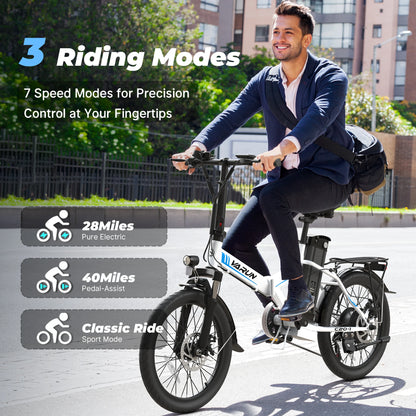 【1 Year Warranty】 Varun C20-1 Adult Electric Bike, 750W Peak motor, 48V 7.8Ah Battery, 20" Tire City Ebike, 20MPH, UL 2849