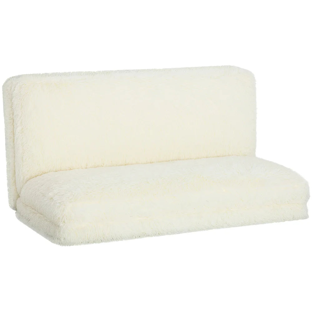 Ultra Soft Furry Lazy Floor Sofa, Convertible Floor Bed for Reading Movie Time, High Density Foam Filling, Space Saving Floor Seating for Apartment