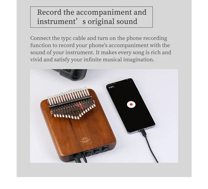 Hluru 21 Key Electric Kalimba 17 key Black Walnut Thumb Piano Professional Finger Piano Built-in Pickup Mbira for 2028