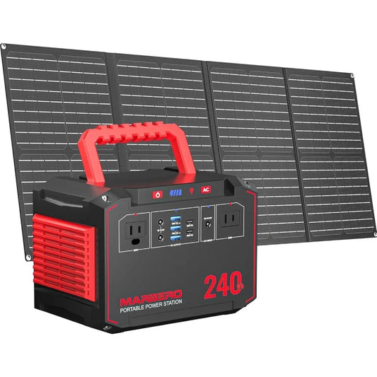 Solar Generator 240Wh 300W Portable Power Station with Solar Panel 60W Included Backup Lithium Battery with AC Outlets
