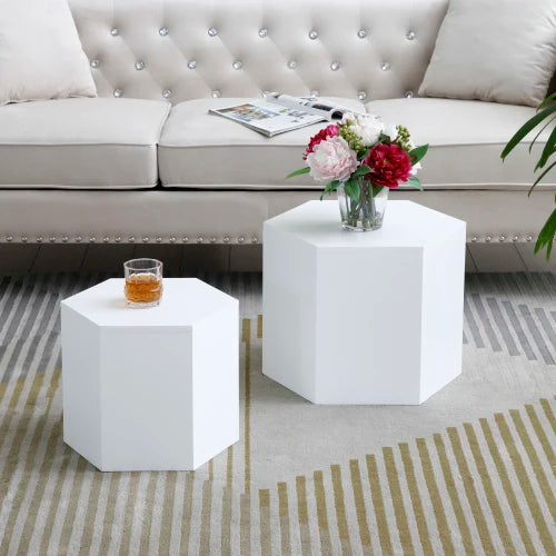 Coffee table, medium density fiberboard, suitable for living room, office, bedroom, 2 sets, white oak