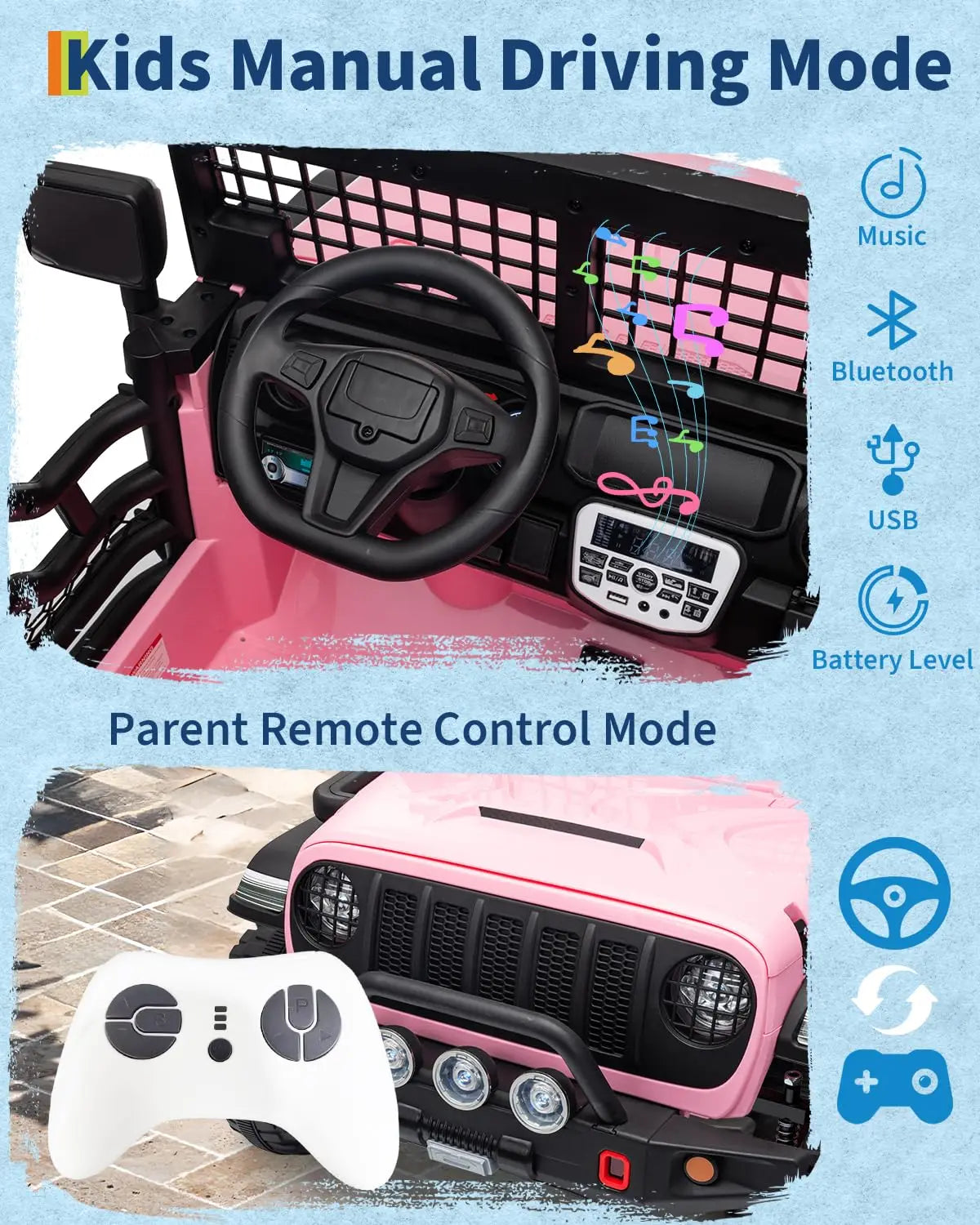 24V 2 Seater Kids Ride On Car With Remote Control, 400W Electric Truck For Big Kids, Shock Absorbers, Bluetooth, LED Lights, 4 MPH