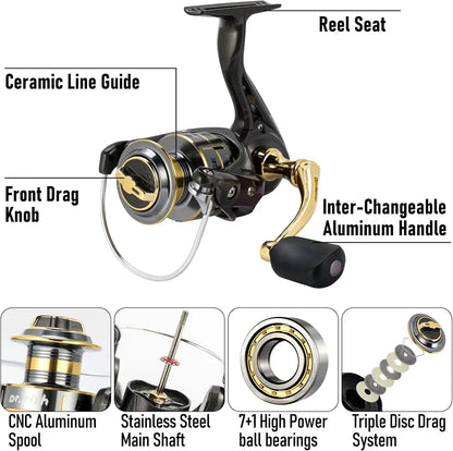 125-Piece Telescopic Fishing Rod Reel Combo with Tackle Bag, Collapsible Travel Set for Freshwater Saltwater