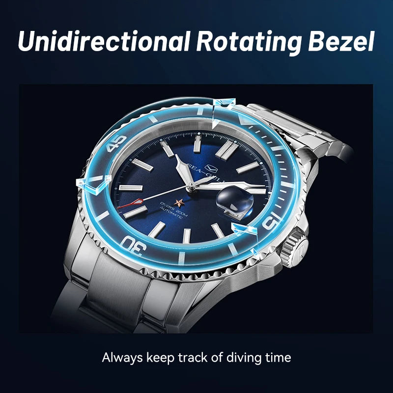 Seagull Men Watch 200m Diving Business Waterproof Fashion Automatic Mechanical Watch Ocean Series Sapphire crystal Luminous 1523