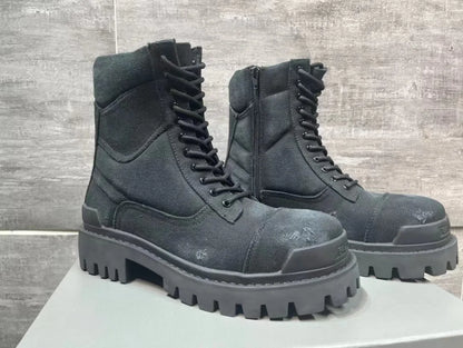 New Full Grain Leather Mid Calf Short Boots Round Toe Roomy Fit Cement Construction Men's Fall Winter Outdoor Boots