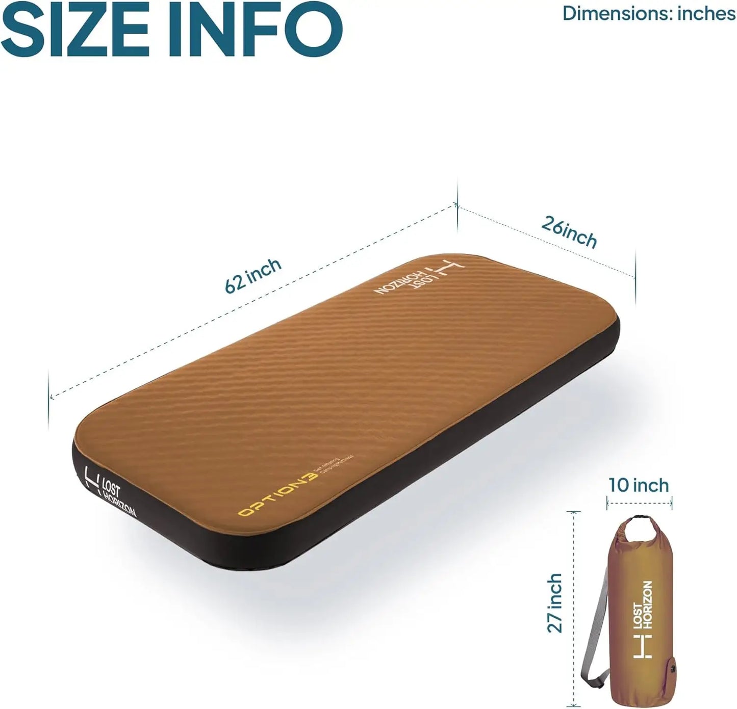 Air & Foam Camping Mattress, Self-Inflating Sleeping Pad, 3' Thick, with Pump Sack, Slim Single