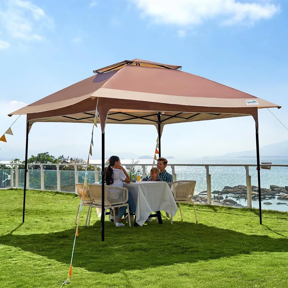 12x12FT Outdoor Pop up Canopy Tent, 420D Oxford Fabric, SPF50 + Sun Protection, Easy Setup Gazebos Ideal for Backyard & Camping