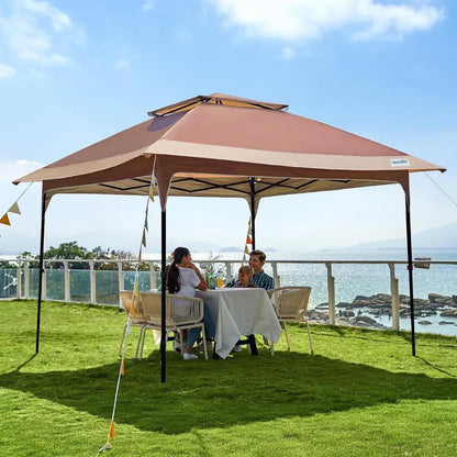 12x12FT Outdoor Pop up Canopy Tent, 420D Oxford Fabric, SPF50 + Sun Protection, Easy Setup Gazebos Ideal for Backyard & Camping