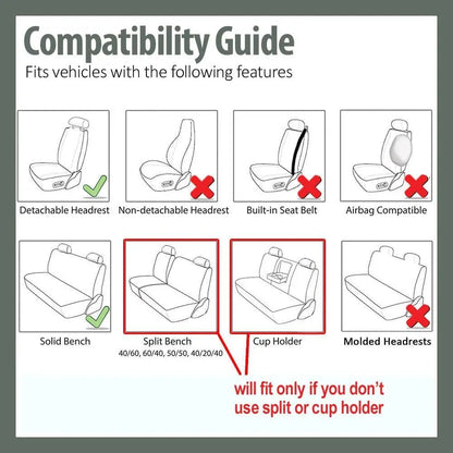 Automotive Seat Covers Full Set Green Protector Rear Solid Bench, Car Flat Cloth Seat Cover Universal Fit for Cars and Vans Inte