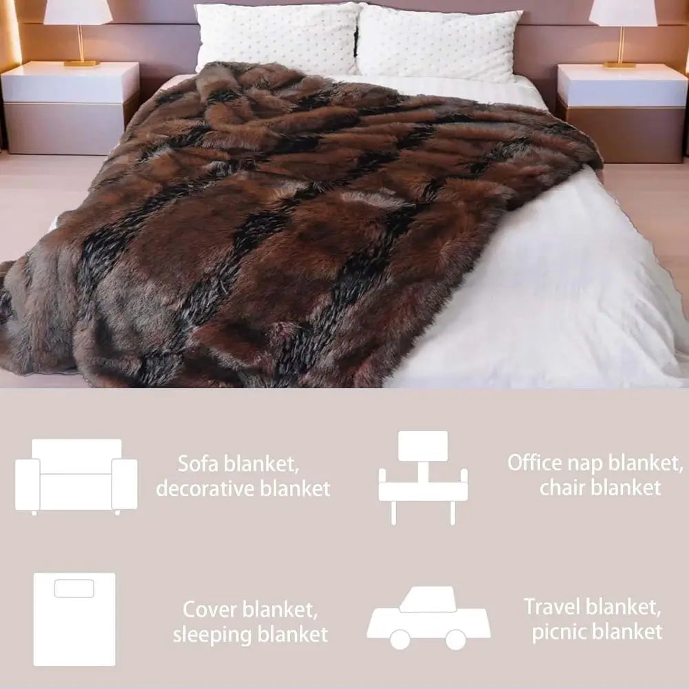 Faux Fur Blanket Luxury Fur Throw Blanket Sofa Fluffy Blanket Super Warm Elegant Cozy Fuzzy Throw Blankets for Couch, Armchair a