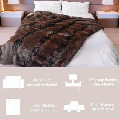 Faux Fur Blanket Luxury Fur Throw Blanket Sofa Fluffy Blanket Super Warm Elegant Cozy Fuzzy Throw Blankets for Couch, Armchair a