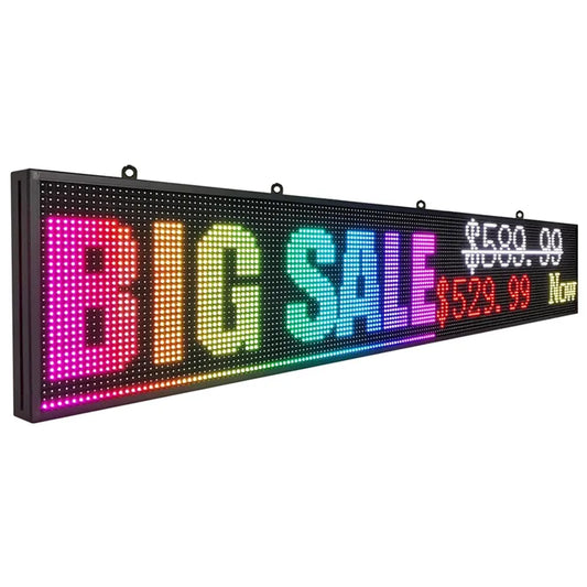 LED Scrolling Display Semi-outdoor Full Color P10 77"X14" WIFI Control Electronic for Business Advertising Board