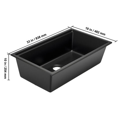 SucceBuy 30 33inch Kitchen Sink Workstation Undermount Granite Sink Drop-In Single Bowl Farmhouse Basin for RV, Prep Kitchen