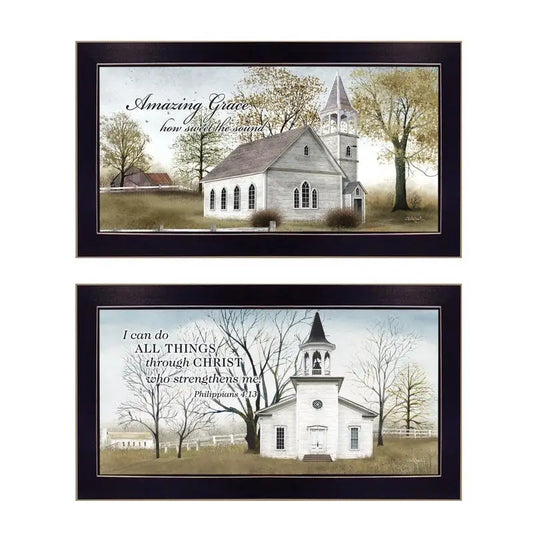 Amazing Grace Wall Art - 2-Piece Framed Vignette, Ready to Hang, Black Frame