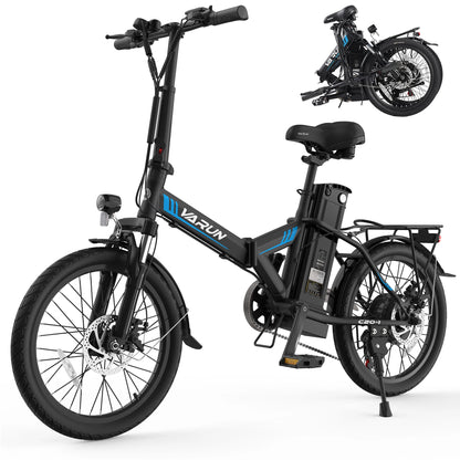 【1 Year Warranty】 Varun C20-1 Adult Electric Bike, 750W Peak motor, 48V 7.8Ah Battery, 20" Tire City Ebike, 20MPH, UL 2849
