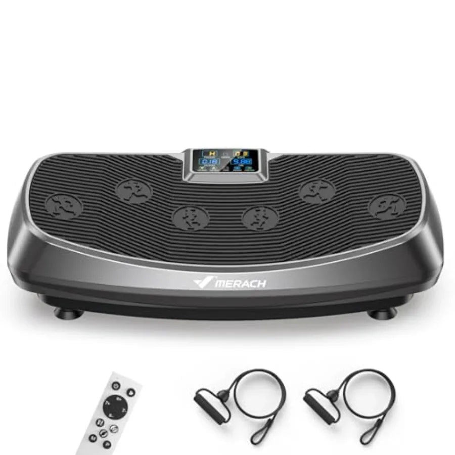 MERACH 3D 4D Vibration Plate Exercise Machine for Lymphatic Drainage Weight Loss with 2 Tension Ropes Whole Body Vibration Plat