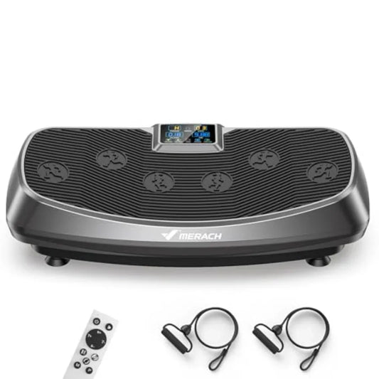MERACH 3D 4D Vibration Plate Exercise Machine for Lymphatic Drainage Weight Loss with 2 Tension Ropes Whole Body Vibration Plat