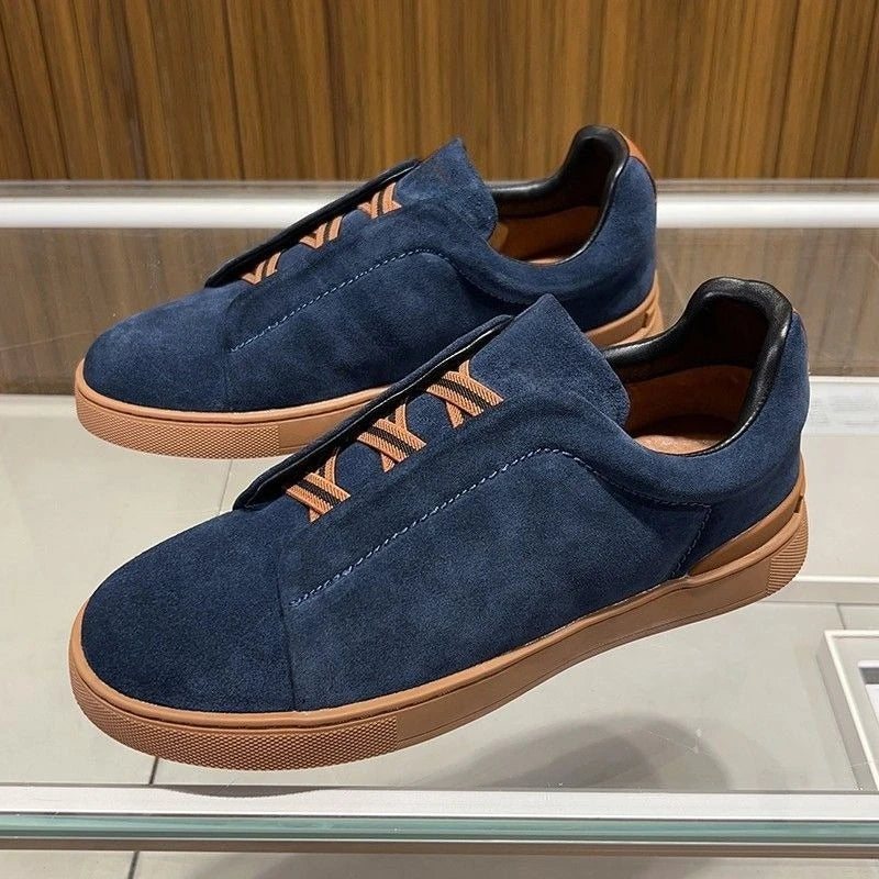 2025 New Genuine Leather High-End Men's Shoes, Slip-On European Trend Board Shoes, Casual Commute Versatile