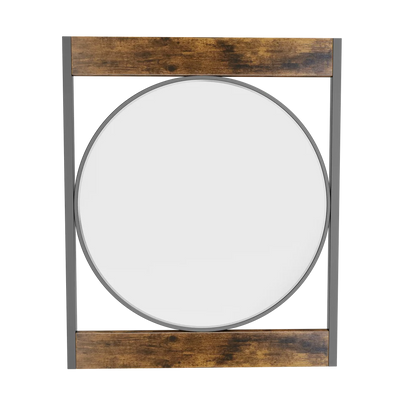 LUVODI Industrial Retro Decorative Wall Mirror Round Accent Mirror with Square Wood Frame for Wall Decor