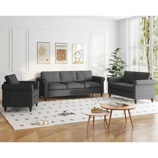 3 Piece Living Room Sets urniture, Sectional Couch and Loveseat and Armchair Set, ern 3 Seater Soa + 2 Seater Couch+ Accent Chai