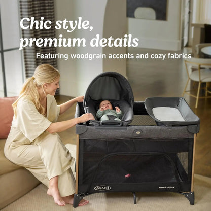 Portable 6-in-1 Playard with Bassinet, Changing Table & Infant Seat for Safe Baby Sleep and Play