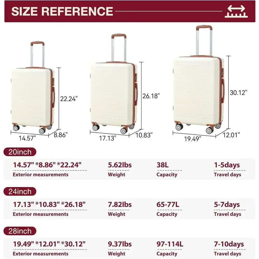 Expandable 3-Piece Hardshell Luggage Set with Spinner Wheels (20/24/28)