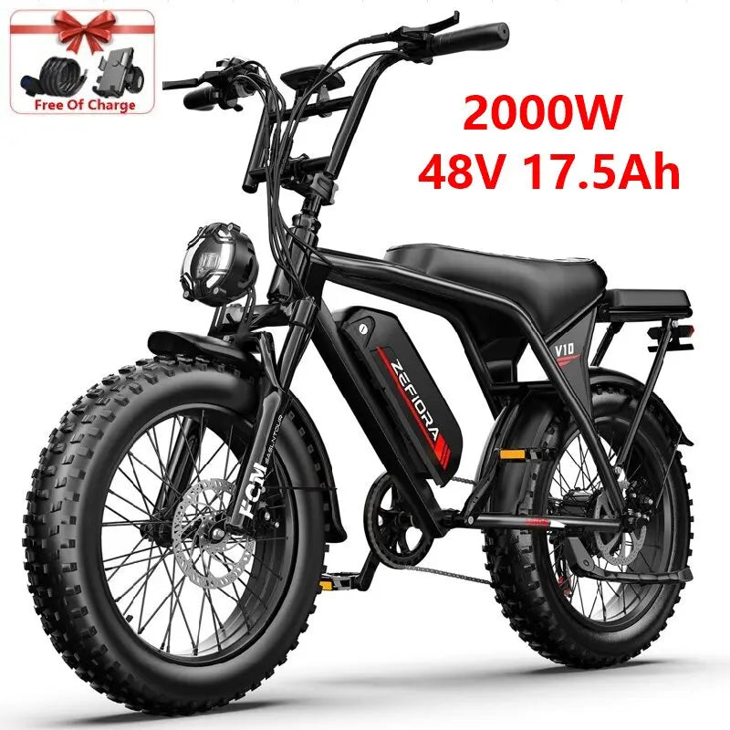 2000w Electric Bicycle,48v 20 Inch Ebike,adjustable Front Brake Seat,for Both Men Women Snowy Conditions Cycling Electric Bike