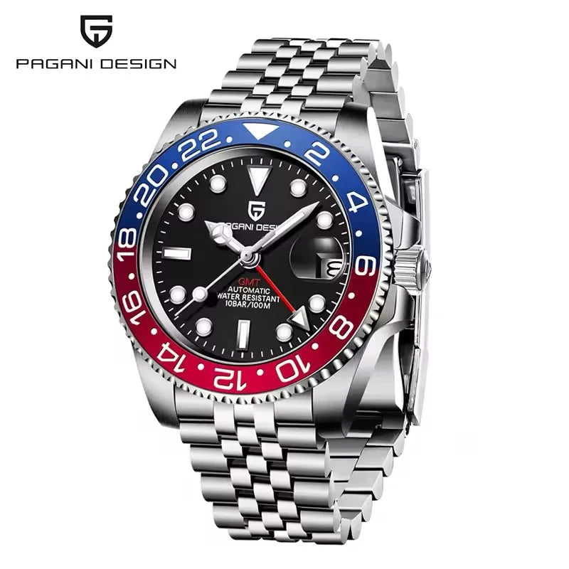 2026 PAGANI DESIGN V2 40MM Pepsi Meteorite Dial Men Mechanical Watch 100M Waterproof Jubilee Watch Strap Sapphire Glass Stainless Steel Automatic Watch for Men Gift Watch
