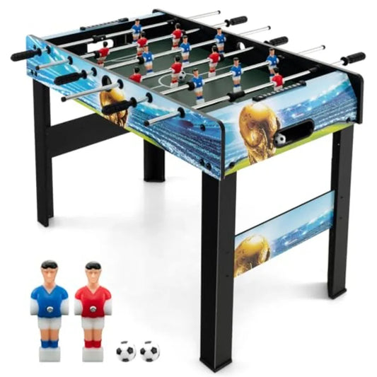Foosball Table 2-in-1 Tabletop and Freestanding Soccer Game Table with Detachable Leg Ergonomic Handle 2 Balls Adults Youth Foo