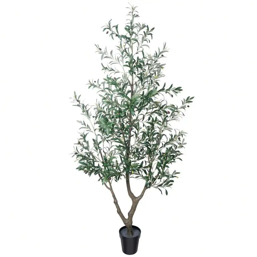 Upgraded Olive Tree Artificial Plants 6ft 7ft Faux Olive Trees With 3 Branches And Lifelike Fruits Outdoor Indoor Realistic Pott