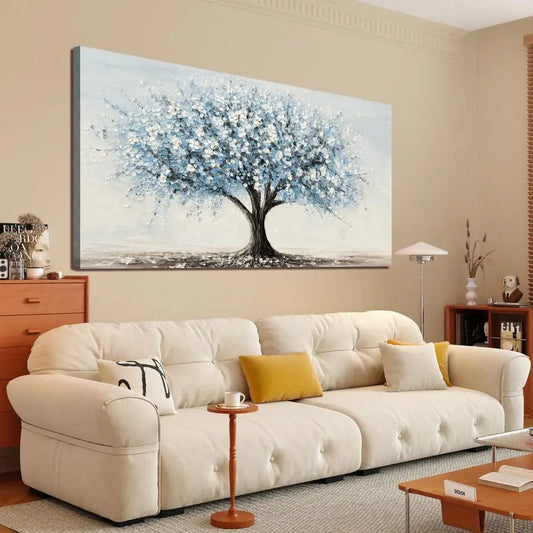 Wall Art Decor Large Tree of Life Wall Art Decorations Canvas Art Wall Decor Wall Art Pictures for Living Room Vintage White Blu