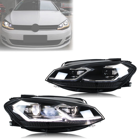 LED Headlights for Volkswagen VW Golf MK7 VII TSI TDI Variant halogen 2017-2020 E-MARK Front Lamps Assembly [not fit GTI/GTD/R]