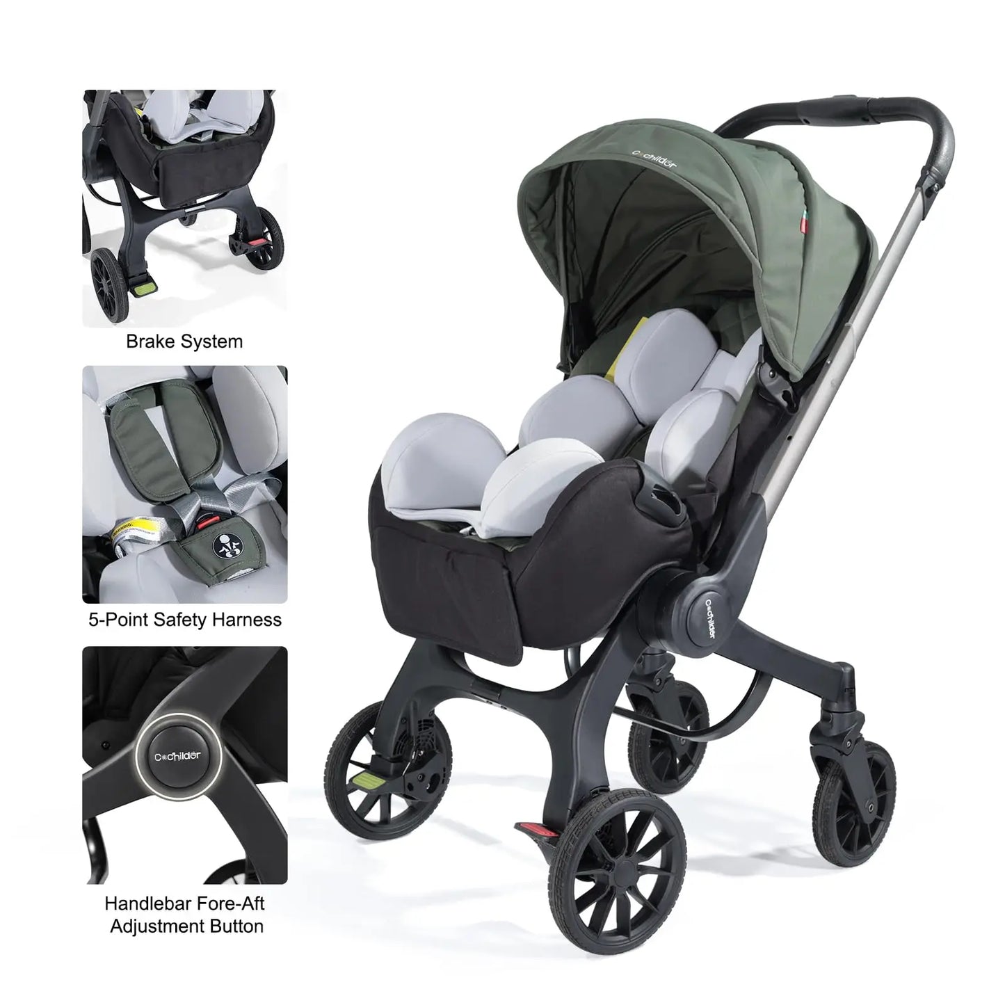 Adjustable baby stroller，Newborn travel car, lightweight and foldable, adjustable handle, can be pushed in both directions